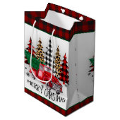 メリークリスマストラックと木 ミディアムペーパーバッグ (正面アングル)