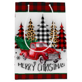 メリークリスマストラックと木 ミディアムペーパーバッグ (正面)