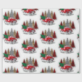 メリークリスマストラックと木 ラッピングペーパー (フラット)