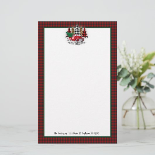 メリークリスマストラックと木 便箋 (スタンド正面)