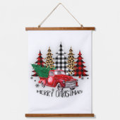 メリークリスマストラックと木 吊り下げ型タペストリー (正面)