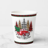 メリークリスマストラックと木 紙コップ (正面)