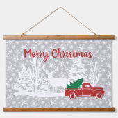 メリークリスマストラックと鹿 吊り下げ型タペストリー (正面)