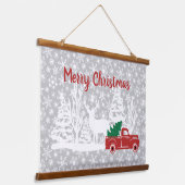 メリークリスマストラックと鹿 吊り下げ型タペストリー (傾斜あり)