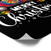 メリークリスマストラックツリーサンタハットライツマッチ ポスター (角)