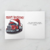 メリークリスマストラックドライバー半トラックおもしろいマス サンキューカード (内部)