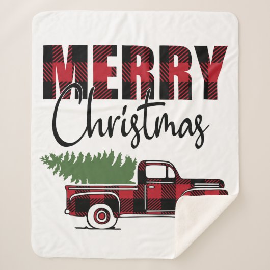 メリークリスマストラック シェルパブランケット (正面)
