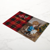 メリークリスマストラック&バッファローチェック写真V 箔招待状 (回転した状態)