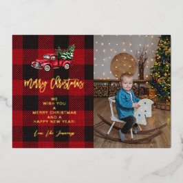 メリークリスマストラック & バッファローチェック 写真V 箔招待状