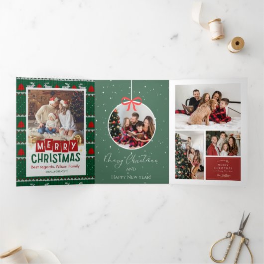 メリークリスマストリフォールドレターフォールド招待状 三つ折り招待状 (内部)