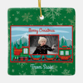 メリークリスマストレインの写真 セラミックオーナメント (正面)