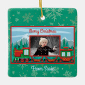 メリークリスマストレインの写真 セラミックオーナメント (正面)