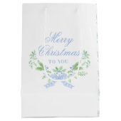 メリークリスマストレリスとブルーボウスワッグ ミディアムペーパーバッグ (裏面)