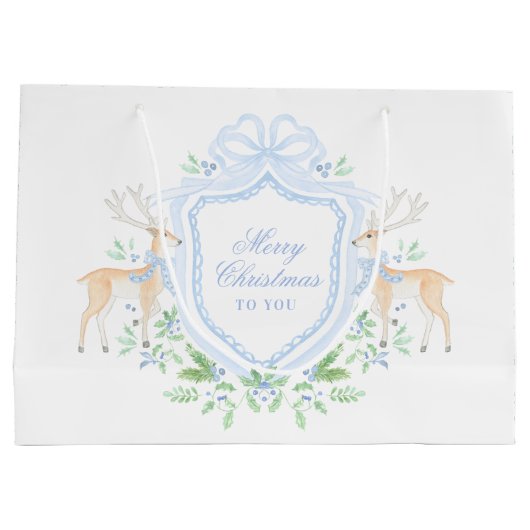 メリークリスマストレリスとブルーボウスワッグ ラージペーパーバッグ (裏面)