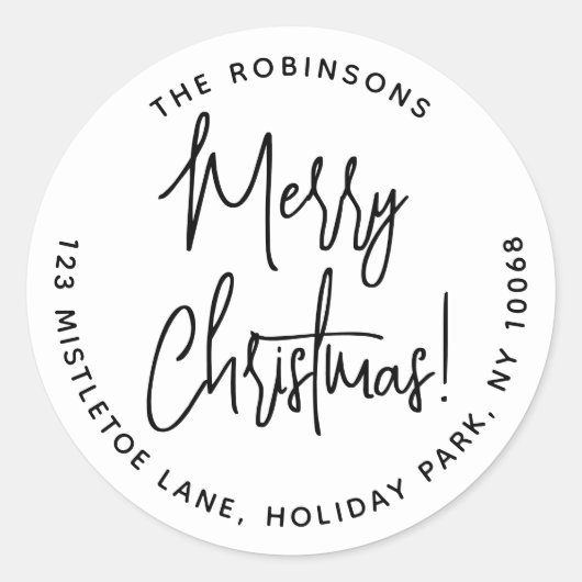 メリークリスマストレンディースクリプトラウンド差出人住所 ラウンドシール (正面)