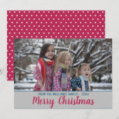 メリークリスマストレンディーピンクブラシスクリプト写真 シーズンカード (正面/裏面)