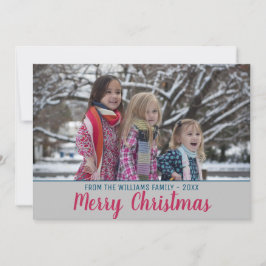 メリークリスマストレンディーピンクブラシスクリプト写真 シーズンカード