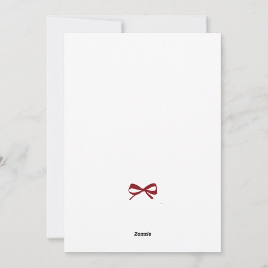 メリークリスマストレンディーレッドボウ家族写真 シーズンカード (裏面)