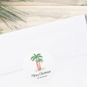 メリークリスマストロピカルパームツリー ラウンドシール