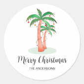メリークリスマストロピカルパームツリー ラウンドシール (正面)