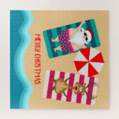 メリークリスマストロピカルビーチサンタトナカイ ジグソーパズル (横)