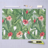 メリークリスマストロピカルフラワーリーフグリーンレッド 薄葉紙 (クラフト)