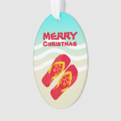 メリークリスマストロピカルホリデービーチサンダル オーナメント (正面)