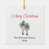 メリークリスマストロピカルヤシの木 セラミックオーナメント (裏面)