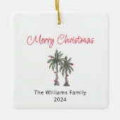 メリークリスマストロピカルヤシの木 セラミックオーナメント (正面)