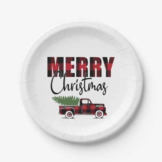 メリークリスマスト素朴ラック ペーパープレート (正面)