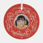 メリークリスマスドお洒落ードル写真 ガラスオーナメント (裏面)