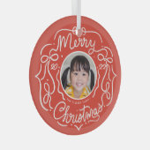 メリークリスマスドお洒落ードル写真 ガラスオーナメント (正面右)