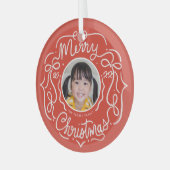 メリークリスマスドお洒落ードル写真 ガラスオーナメント (正面左)