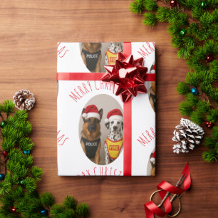 メリークリスマスドイツの羊飼いとダルマチア ラッピングペーパー