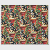 メリークリスマスドイツの羊飼いワンちゃん ラッピングペーパー (フラット)