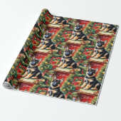 メリークリスマスドイツの羊飼いワンちゃん ラッピングペーパー (アンロールド)