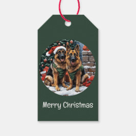 メリークリスマスドイツの羊飼い犬 ギフトタグ