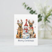 メリークリスマスドイツの羊飼い犬 シーズンポストカード (スタンド正面)