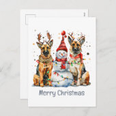 メリークリスマスドイツの羊飼い犬 シーズンポストカード (正面/裏面)