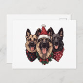 メリークリスマスドイツの羊飼い犬 シーズンポストカード (正面/裏面)