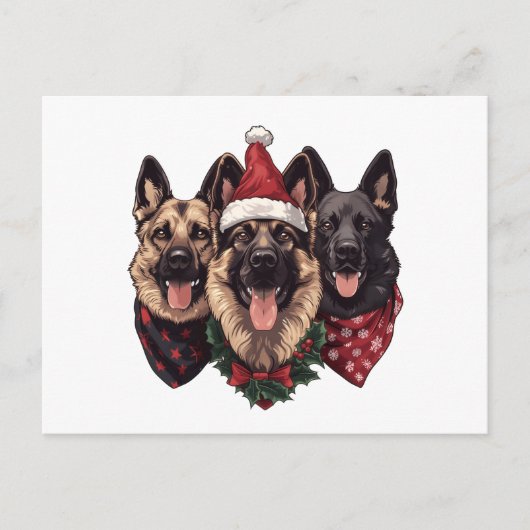 メリークリスマスドイツの羊飼い犬 シーズンポストカード (正面)