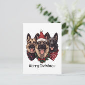 メリークリスマスドイツの羊飼い犬 ポストカード (スタンド正面)