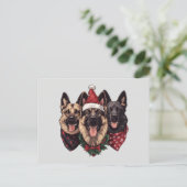 メリークリスマスドイツの羊飼い犬 ポストカード (スタンド正面)