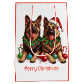メリークリスマスドイツの羊飼い犬 ミディアムペーパーバッグ (裏面)