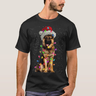 メリークリスマスドイツ羊飼いサンタハットライトX Tシャツ