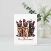 メリークリスマスドイツ羊飼いサンタ・ドッグス シーズンポストカード (スタンド正面)