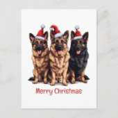 メリークリスマスドイツ羊飼いサンタ・ドッグス シーズンポストカード (正面)