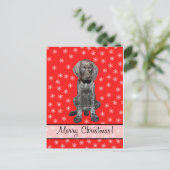 メリークリスマスドイツ語の短いポインタ シーズンポストカード (スタンド正面)