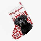メリークリスマスドグマスブラックラボフェスティバルレッドドッグ ラージクリスマスストッキング (裏面 (吊り時))