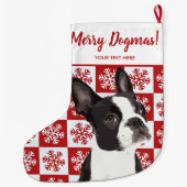 メリークリスマスドグマスボストンテリアフェスティバルドッグ ラージクリスマスストッキング (裏面)